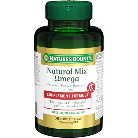 Nature's Bounty Natural Mix Omega Food Supplement 60 Pearls Softgels