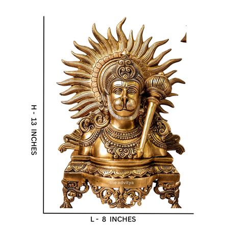 The Advitya | Brass Hanuman Bust Statue | Clock