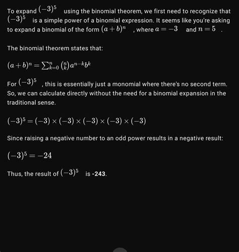 Expand ( − 3 ) 5 , ≠ 0 using binomial theorem. - Brainly.in