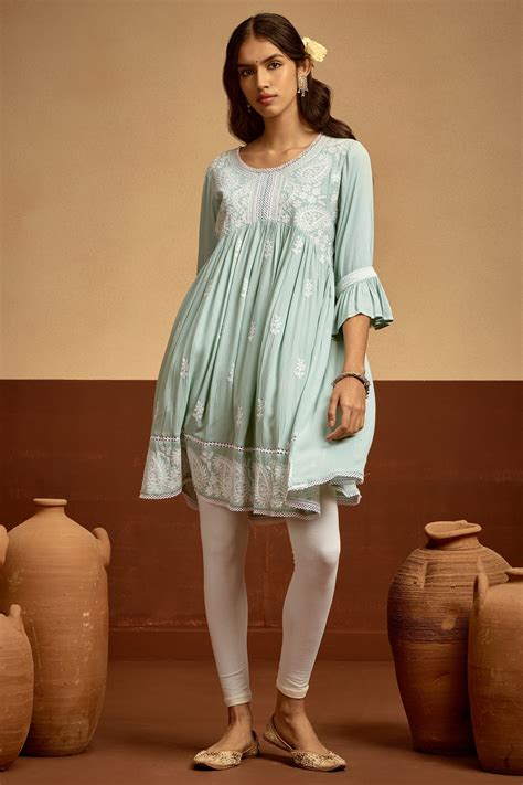 Green Embroidered Flared Tunic – SABHYATA CLOTHING