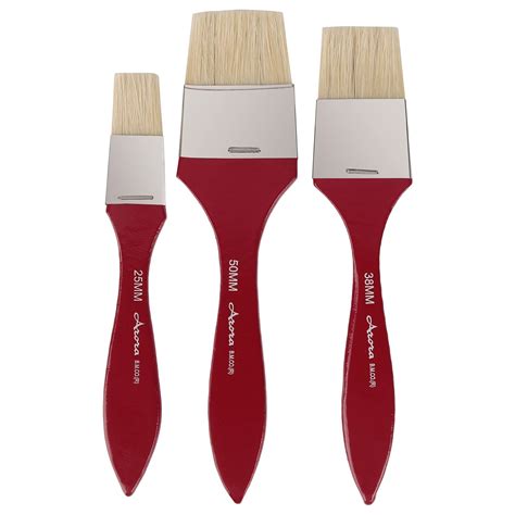 Arora Hard White Hair Flat Bristles Paint Brush Set of 1 inch, 1.5 Inch ...