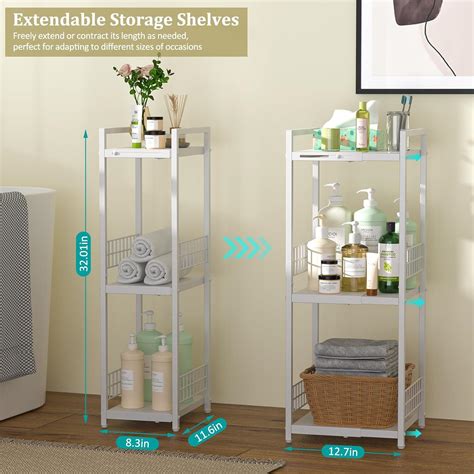 DAOUTIME Expandable Slim Storage Shelf, 3 Tier Metal Shelving India | Ubuy