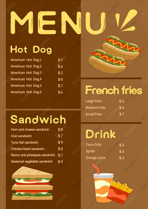 Clip Art Style Delicious Fast Food Menu Template Download on Pngtree