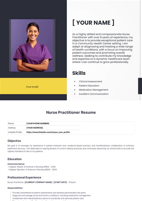 Free Nurse Practitioner Resume Template to Edit Online