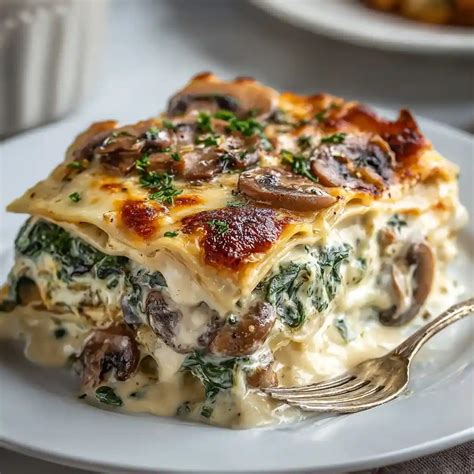 Spinach Mushroom Lasagna – Easy Creamy Vegetarian Recipe