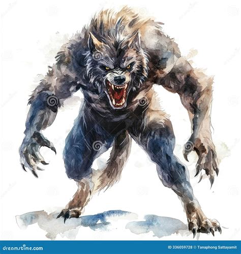Watercolor Werewolf Clip Art Full Body Illustration a Snarling Werewolf ...
