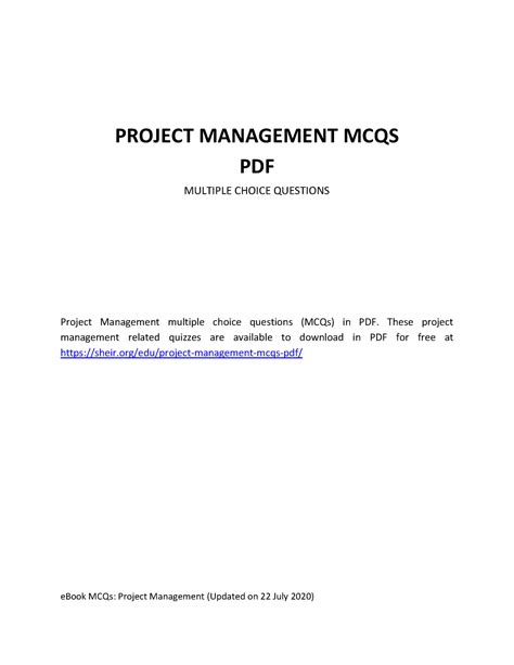 Project-management-mcqs - PROJECT MANAGEMENT MCQS PDF MULTIPLE CHOICE ...