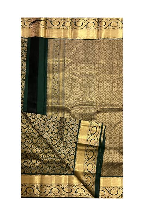 Southloom Double Warp Handloom Pure Silk Kanchipuram Dark Green Manthr ...