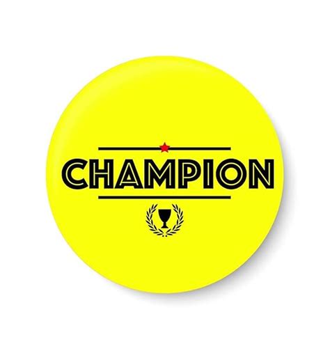 PEACOCKRIDE Champion I Pin Badge (Metal, Multicolour,37mm) : Amazon.in ...