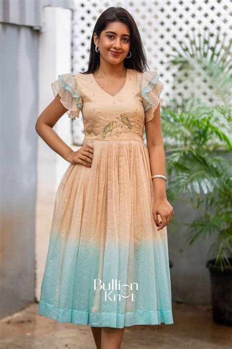 Buy Handcrafted Kota Sky Midi Dress|Lovebird Motif Midi Dress for ...