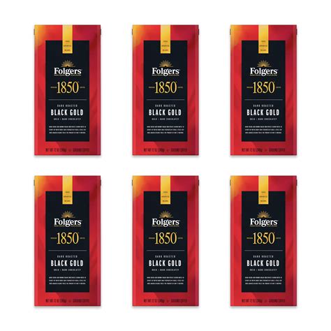 1850 by Folgers Black Gold Dark Roast Ground Coffee, 12 Ounce Bag (Pack ...