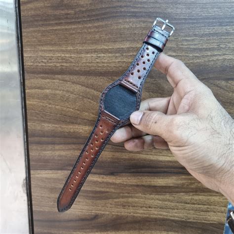 Bund leather watch strap - 22mm / Bronze - Indianleathercraft