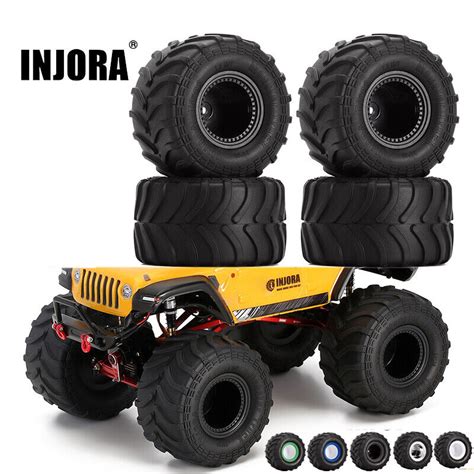 Buy INJORA Monster Truck RC Wheel Rim Tires for Axial SCX24 FMS FCX24 ...