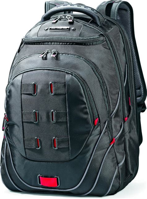 Amazon.com | Samsonite Tectonic PFT Laptop Backpack, Black/Red, 17-Inch ...