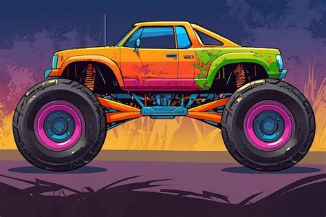 Monster truck extreme transport vehicle illustration vector monster ...