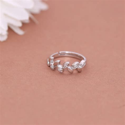 Stunning Silver Leaf Design Diamond Ring | Shop Now – Eri Silvers