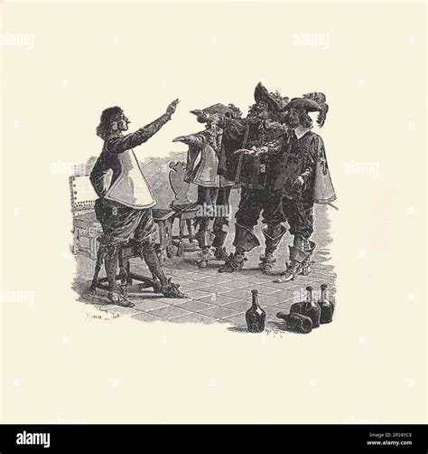 THREE MUSKETEERS. /D'Artagnan, Athos, Aramis, and Porthos. Illustration ...
