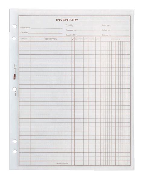 Adams Inventory Sheet, 100 Sheets per Pad, 2 Pads per Pack, 8.5 x 11 ...