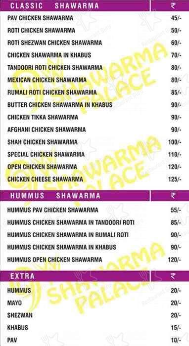 Menu at 9W Shawarma Palace, Mumbai