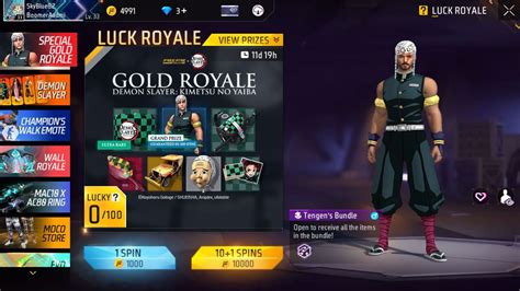 Free Fire Demon Slayer Gold Royale: Tengen's Bundle, Gloo Wall ...