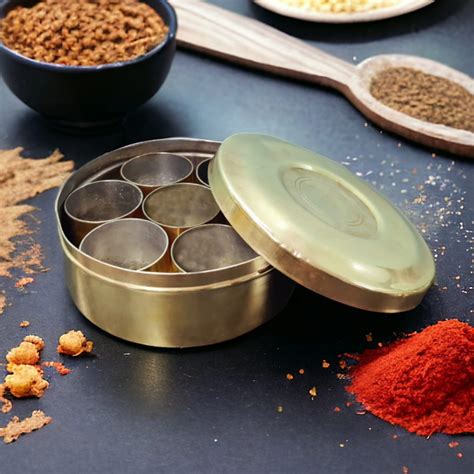 ORIGINAL ANTIQUE: AT/008 - Vintage Brass Masala Dabba / Spice Box | KI ...