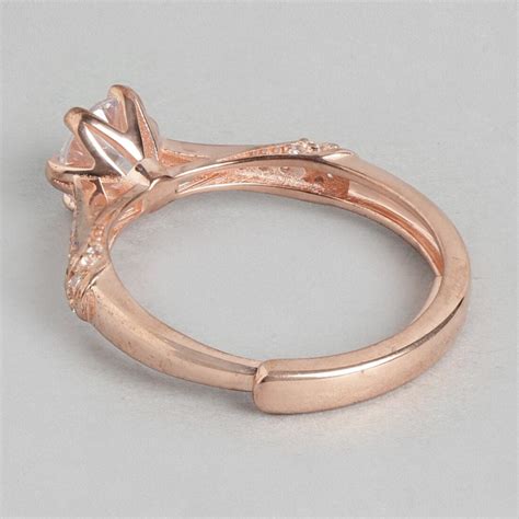Blushing Rose Gold-Plated 925 Sterling Silver CZ Ring (Adjustable) – Zavya