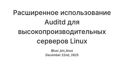 Расширенное использование Auditd для высокопроизводительных серверов ...