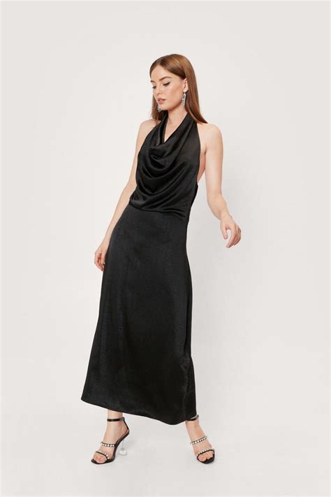 Slinky Cowl Neck Backless Maxi Dress – Styched Fashion