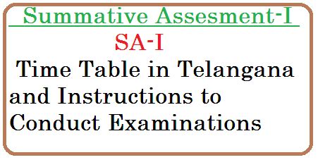 Proc 405 Summative Assesment/SA-I Time Table and Instructions to ...
