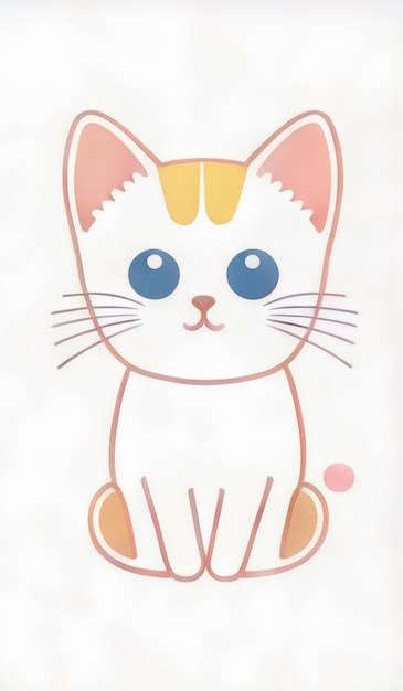 White cat with colorful stripes sitting down | Premium AI-generated image