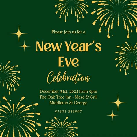 New Years Eve & The Oak Tree Inn Meze&Grill, Middleton Saint George ...