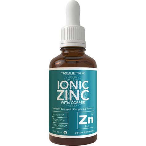 Ionic Zinc Plus Copper 2oz Liquid Concentrate 240 Servings, Glass Bottle, Vegan - Balanced Ratio ...