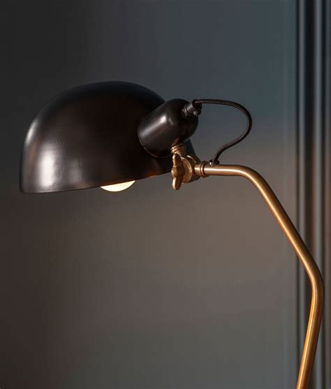 Task Floor Lamp in Brass with Black Adjustable Shade