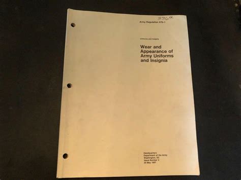 1987 Wear and Appearance of Army Uniforms and Insignia, Army Regulation ...