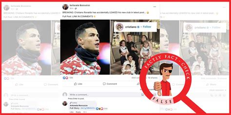 This post falsely claims that Cristiano Ronaldo has accidentally leaked his new club in his ...