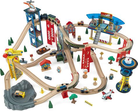 KidKraft 17809 Super Highway Wooden Train Track Set for Kids, Classic ...