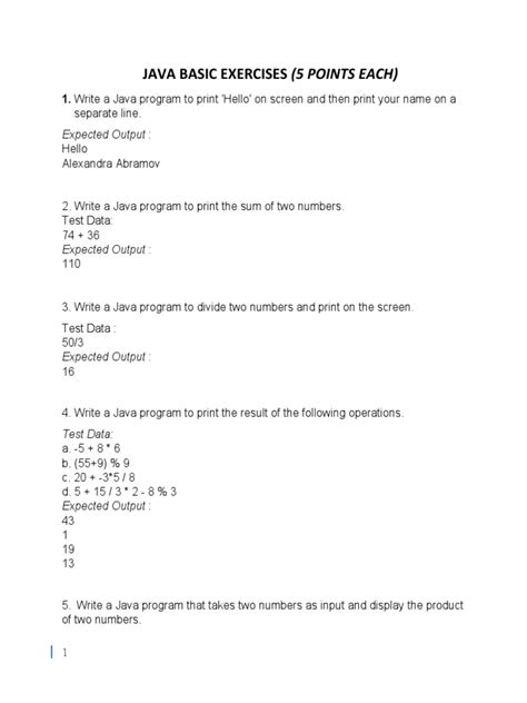 Image result for Java Programming Exercises Operations