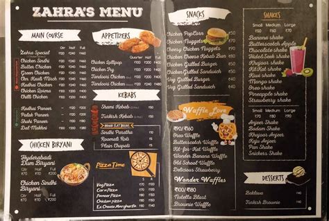 Menu at Zahra Restaurant & Café, New Delhi