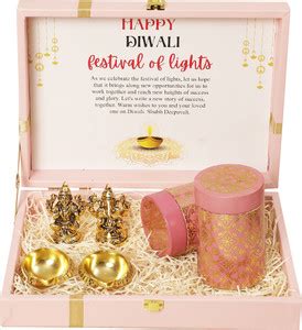 SMILES GIFT Gold Plated Laxmi Ganesh Idol With 2 Dry Fruits Box & 2 ...