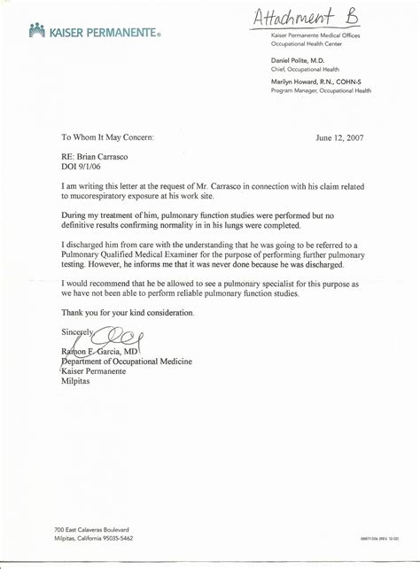 Kaiser Permanente Letterhead