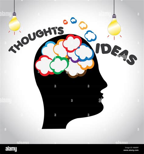 Concept of creative thoughts and ideas in human brain - illustration ...