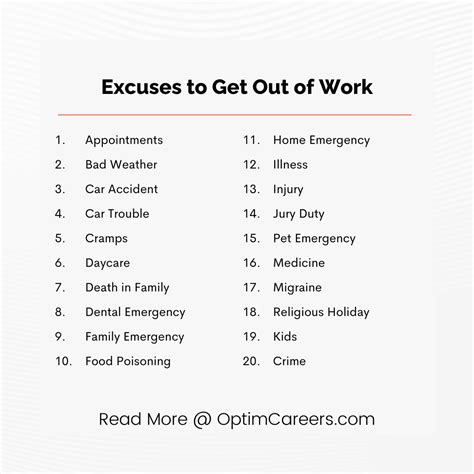Work Sick Excuses