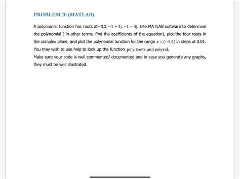 Polynomial Functions MATLAB 的图像结果