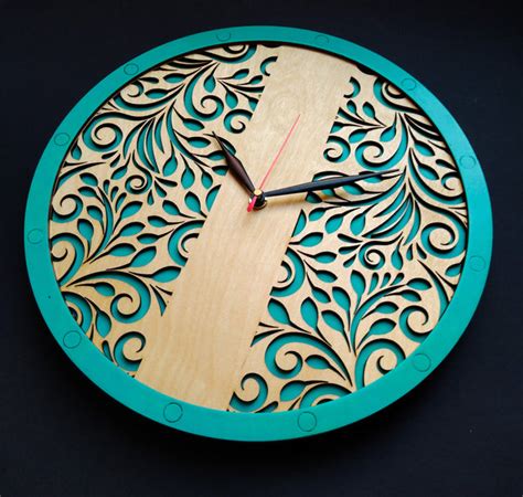 Turquoise Flora | Wooden Wall Art | Colorful Clocks | Clocks to Gift ...