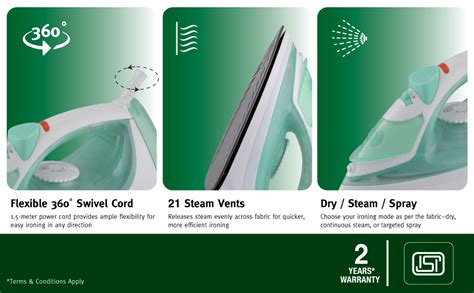 Buy Usha 3816 1600W Steam Iron with Shock Proof Body | Teflon Coated ...