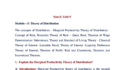 Module 5: Theories of Distribution and Profit Analysis - Studocu