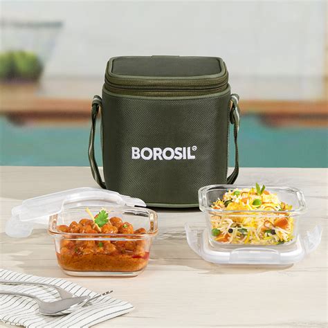 Borosil Borosil Eateasy Glass Lunchbox, Square x 2 (Tall)