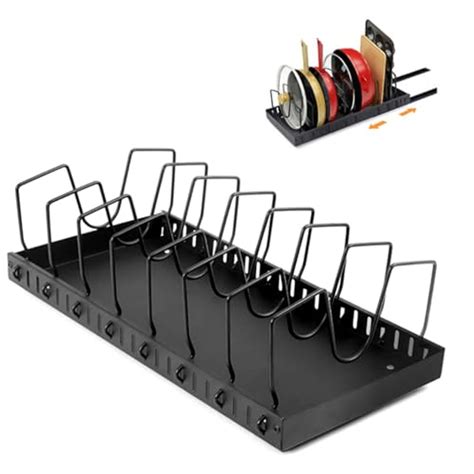 HASTHIP® Pull Out Pot Lids Organizer Rack, Pot Lid Holder with 8 Adjus ...