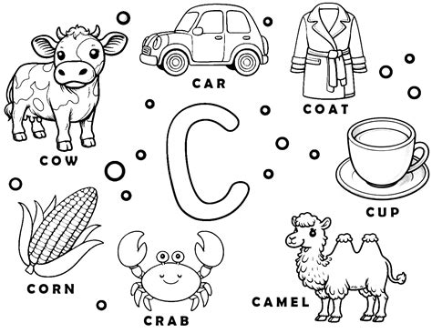 Letter C Coloring Sheet Alphabet Coloring Sheet For Preschool Age Kids