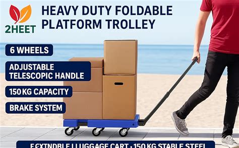HEET Smart Mall Heavy Duty Foldable Platform Trolley with 6 Wheels ...